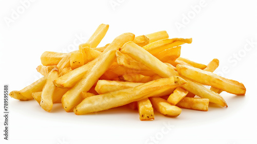 French fries, potato chips, isolated, white background, snack, fried, crispy, delicious, salty, fast food, appetizer, junk food,