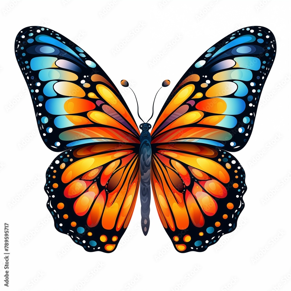 colorful butterflies on white background Created with Generative AI technology.
