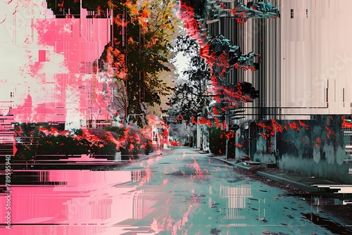 : Glitch art disrupts a perfectly ordered composition photo