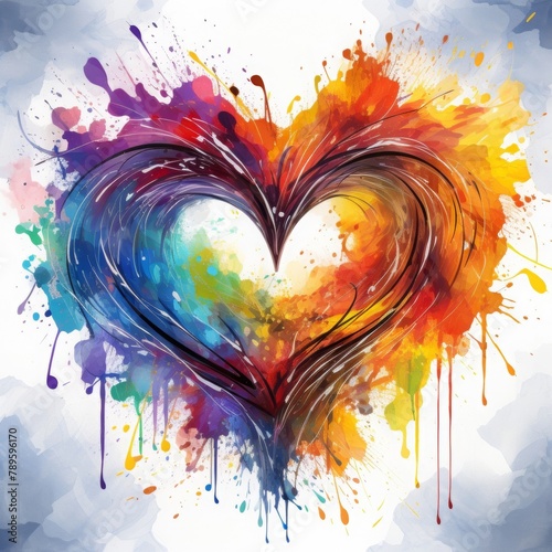 Rainbow Colors Heart, LGBTQ+, AI Generated