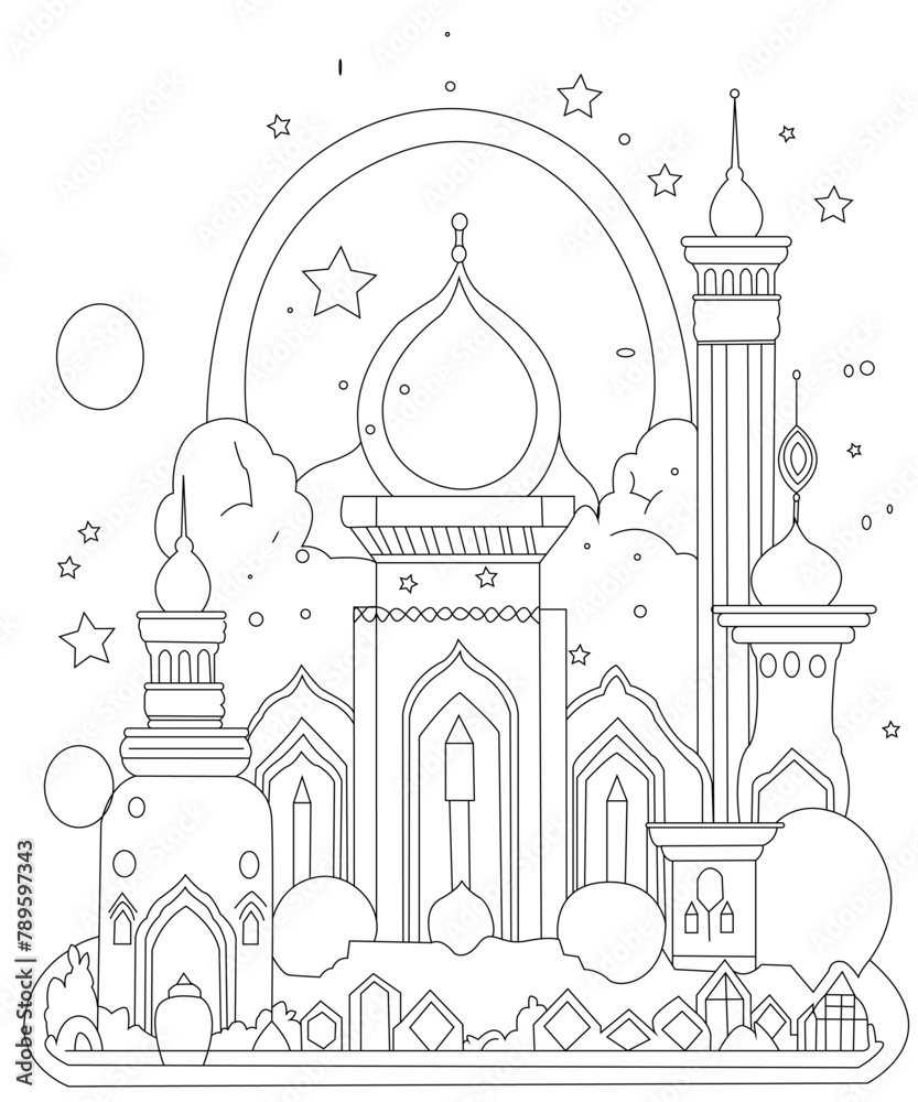 Ramadan coloring page for kids Stock Vector | Adobe Stock