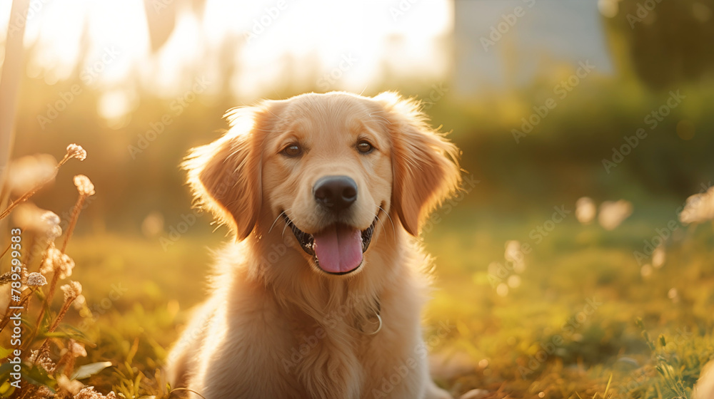 Picture of a cute dog with blurred background Created with Generative AI technology.