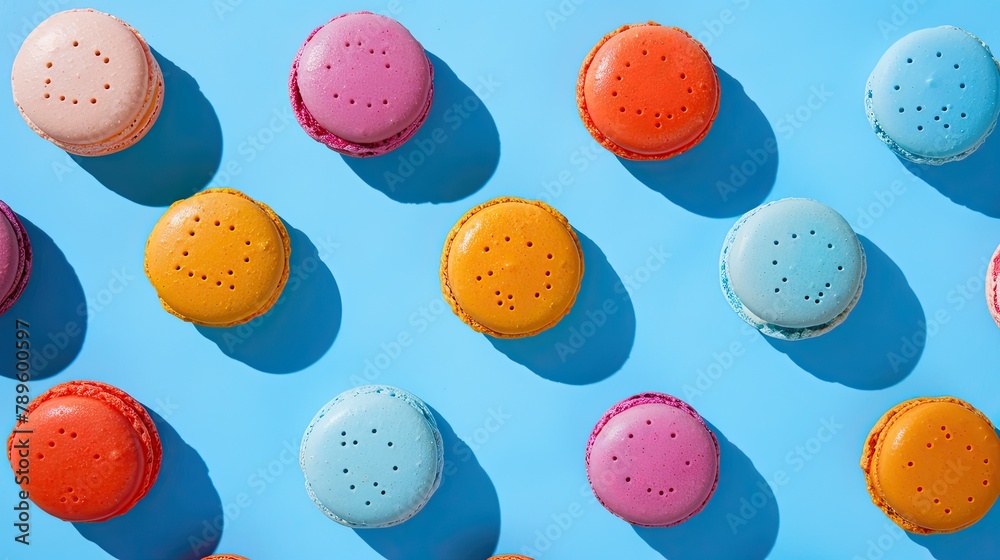 Macarons on blue background. Macarons on blue background.