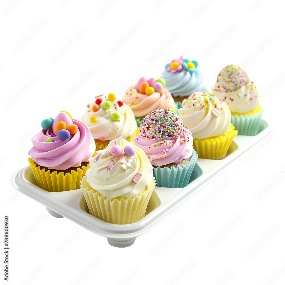 Delicious and Delightful cupcakes isolated on white background