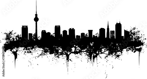 Silhouetted Berlin Skyline, Bold Horizontal Motif