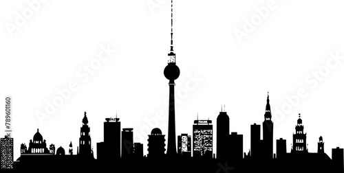 Simple Black Silhouette Skyline of Berlin City, Timeless Elegance