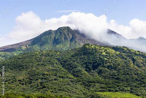A view of Soufriere Hills Volcano on the island of Montserrat in the Caribbean photo
