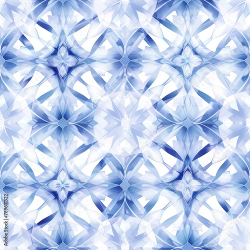 Ethereal Blue Crystal Kaleidoscope Pattern Background
