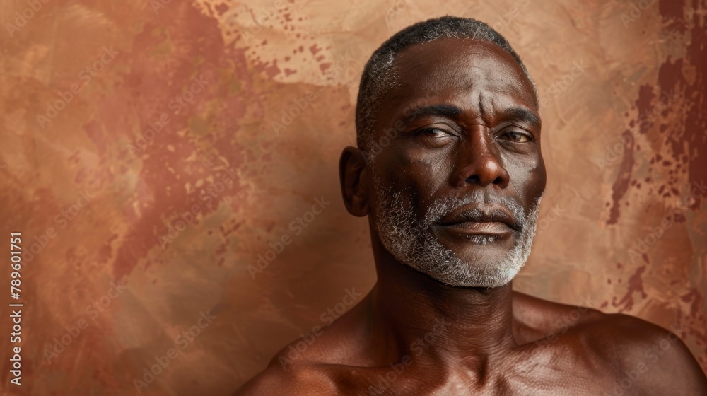 Fototapeta premium Serene Elderly African Man with Traditional Face Paint