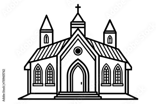 iglesia en arte lineal, sin tanto detalle y sin fondo white background