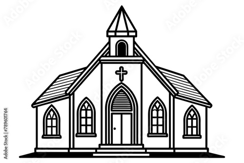 iglesia en arte lineal, sin tanto detalle y sin fondo white background
