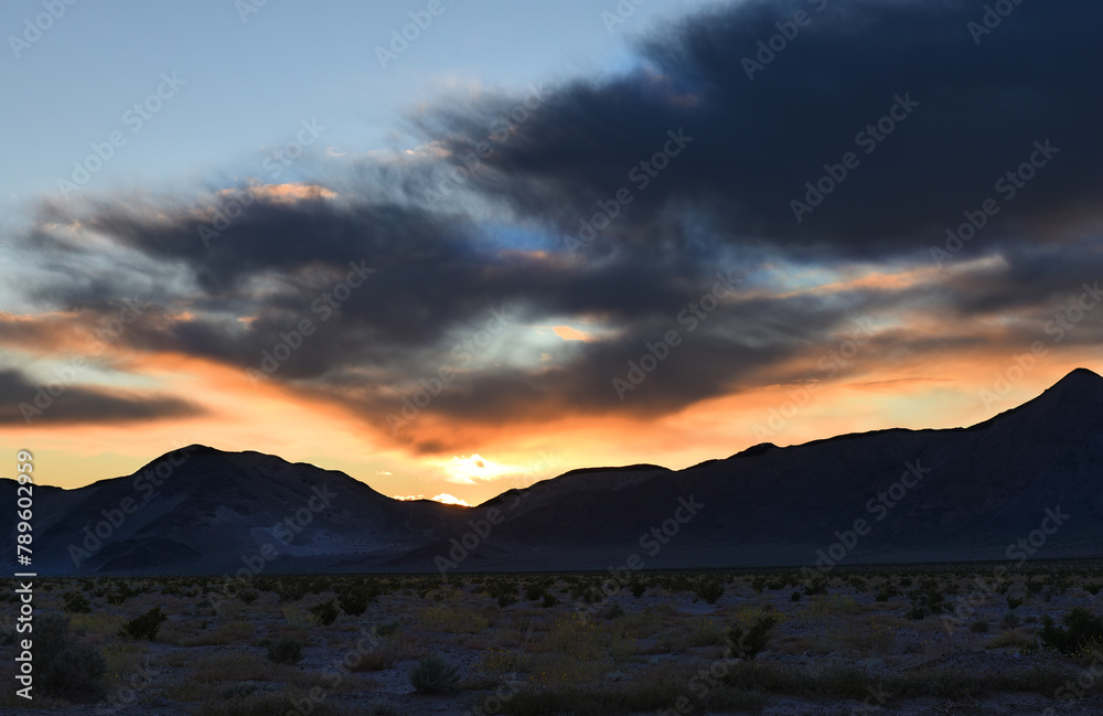 Obraz premium Sunset near Dumont Dunes off Route 127 in the Mojave Desert.