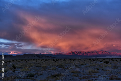 Sunset over Dumont Dunes off Route 127 in the Mojave Desert.