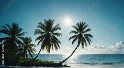 A secluded tropical beach with clear turquoise waters. Generative AI.
