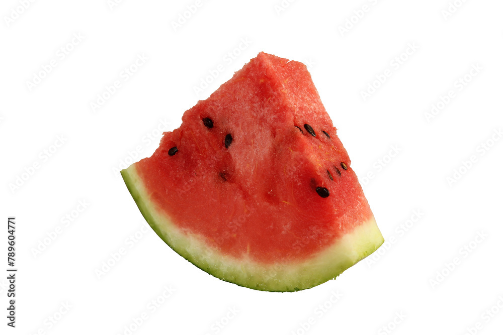 Watermelon, a staple food and natural fruit, is shown on a white background Watermelon, a staple food and natural fruit, is shown on a white background