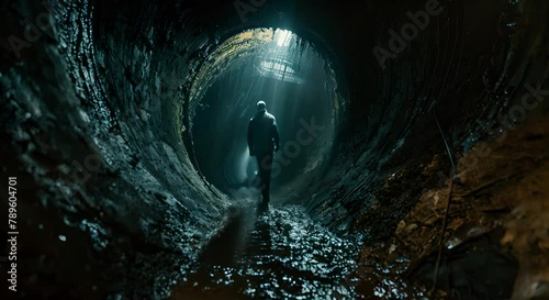 Exploring the Depths Journey Through a Historical Coal Mine Tunnel with Industrial Heritage	
 photo