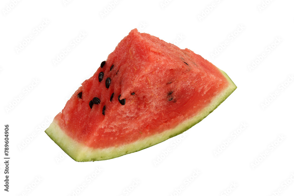 Watermelon, a staple food and natural fruit, is shown on a white background Watermelon, a staple food and natural fruit, is shown on a white background