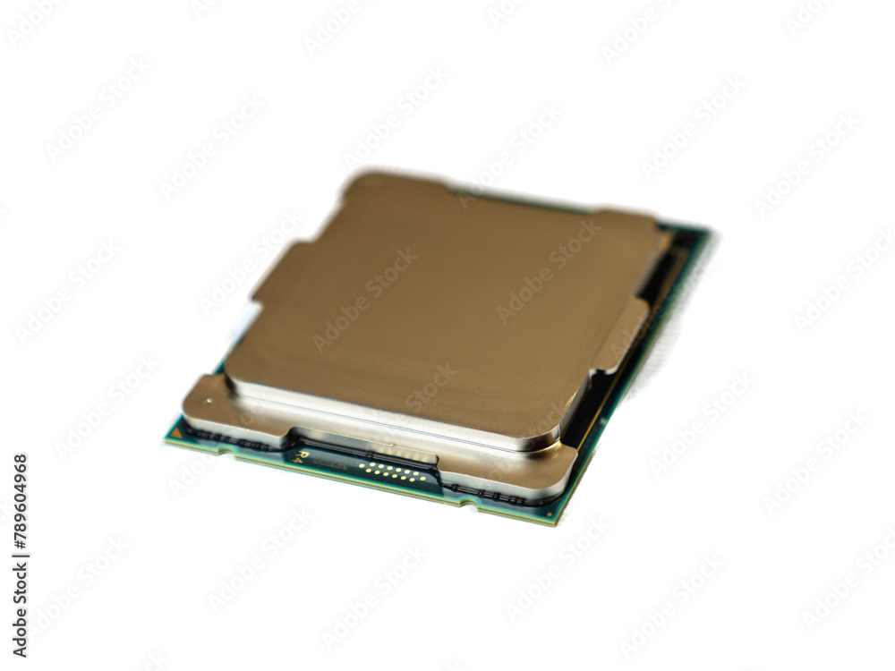 Green CPU processor chip isolated on white background Green CPU processor chip isolated on white background