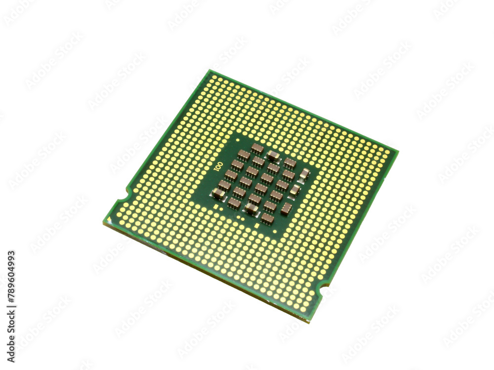 Green CPU processor chip isolated on white background Green CPU processor chip isolated on white background
