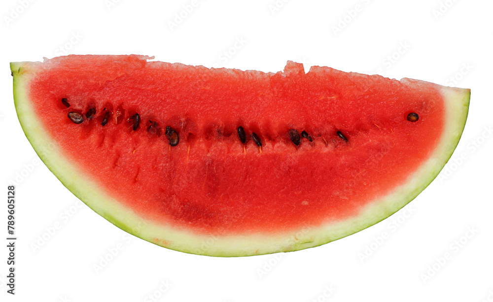 Watermelon, a staple food and natural fruit, is shown on a white background