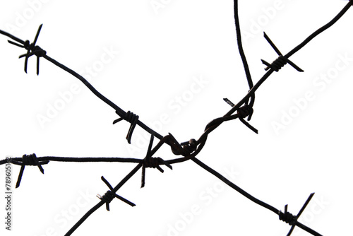 Rusty barbed metal wire isolated on white