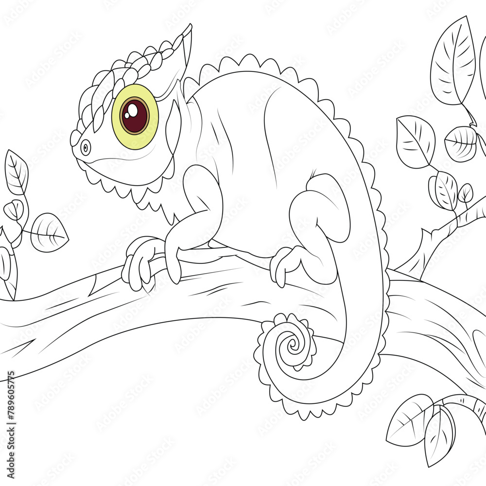Fototapeta premium Chameleon coloring page for kids