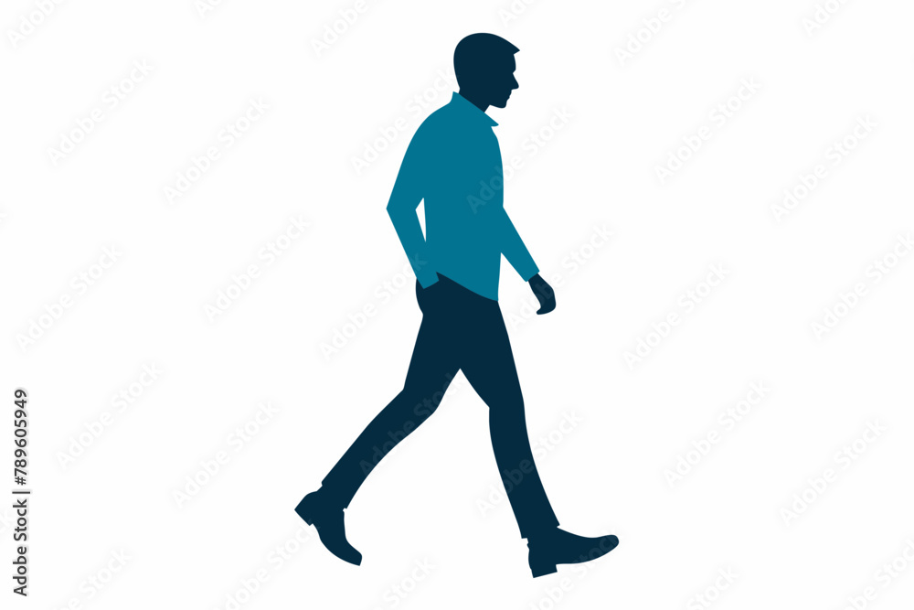 man walking silhouette isolated on White Background