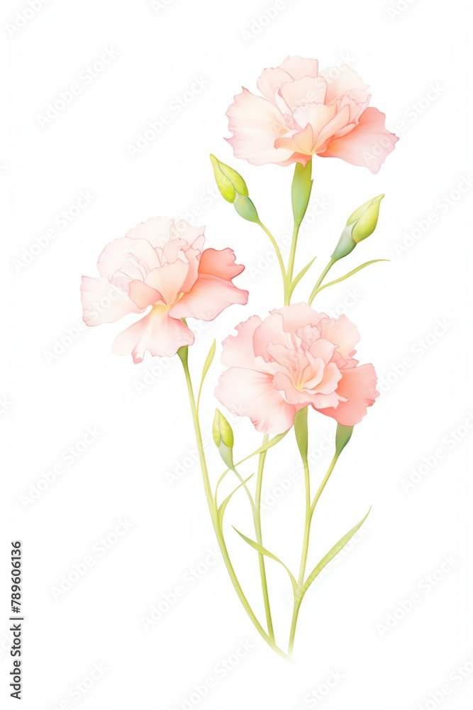 Carnation, Pink carnations with a crisp, fresh morning dew effect