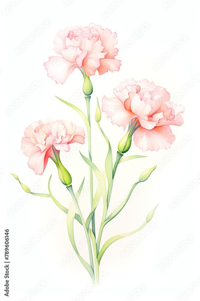 Carnation, Pink carnations with a crisp, fresh morning dew effect Carnation, Pink carnations with a crisp, fresh morning dew effect
