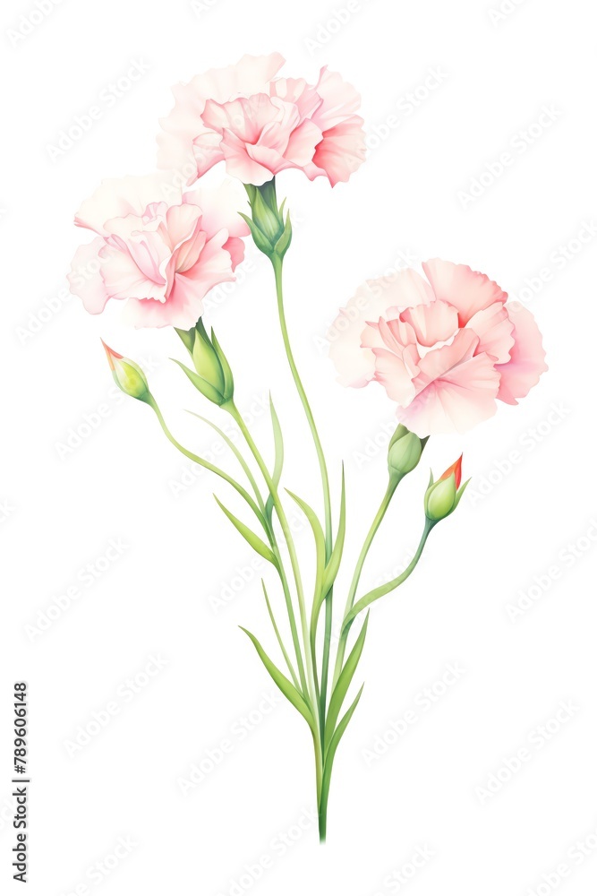 Carnation, Pink carnations with a crisp, fresh morning dew effect