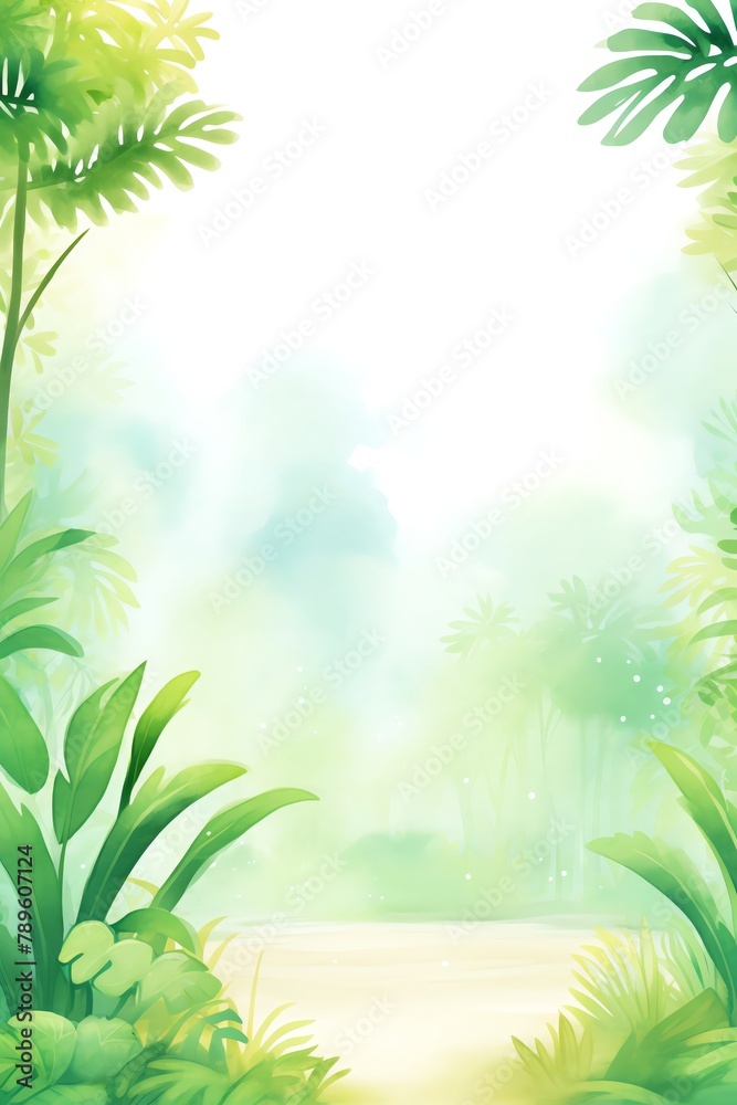 Rainforest, Lush green rainforest with light filtering through dense canopy