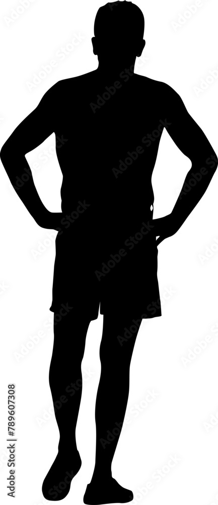 Silhouette of a walking man on a white background