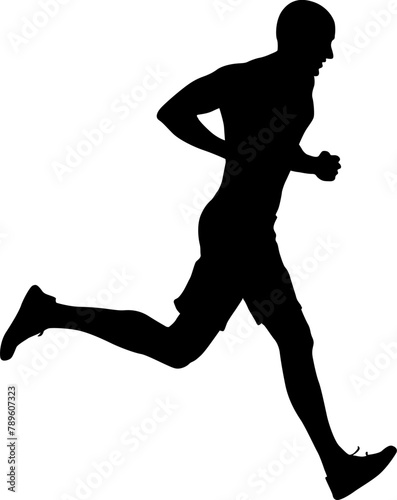 Black Silhouettes Runners sprint men on white background