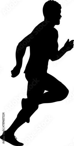 Black Silhouettes Runners sprint men on white background