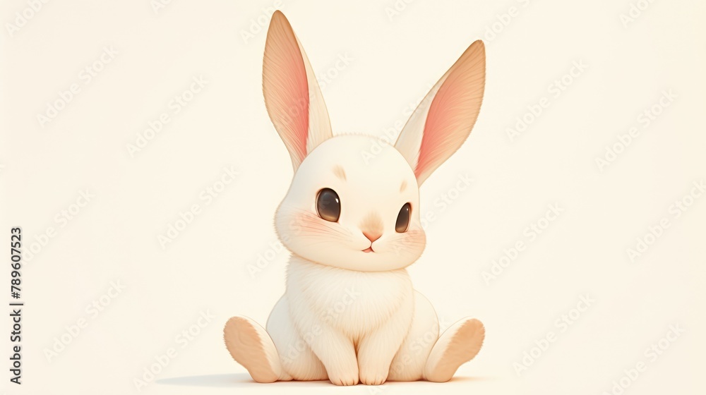 Fototapeta premium A 2d image of a cute bunny toy set against a white background