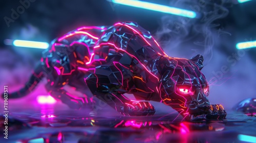 panther neon background.