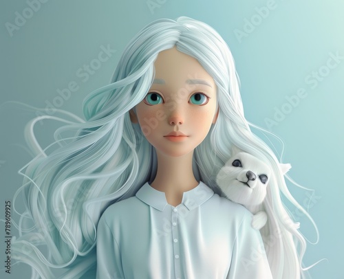 girl cartoon character with white hair.