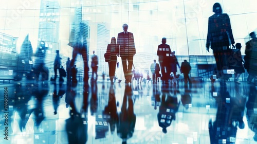 City business people abstract background blur motion
