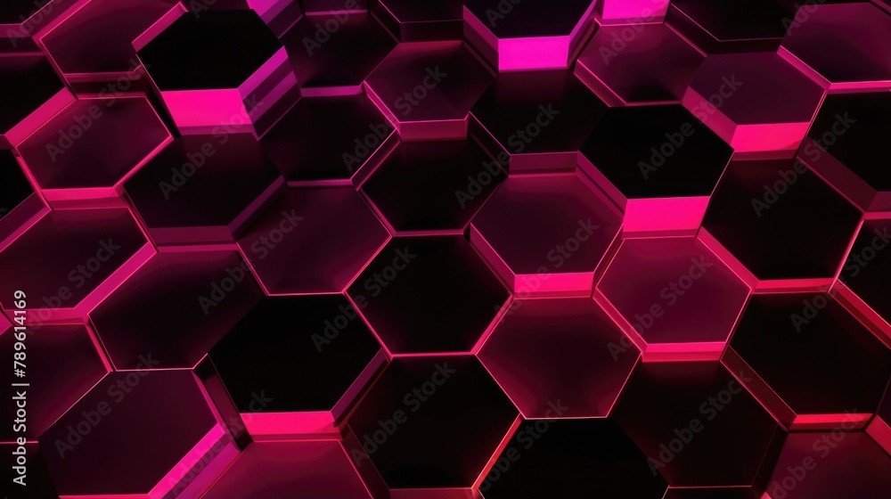 Neon Glow Hexagonal Pattern Background in Vivid Pink and Black Tones Neon Glow Hexagonal Pattern Background in Vivid Pink and Black Tones