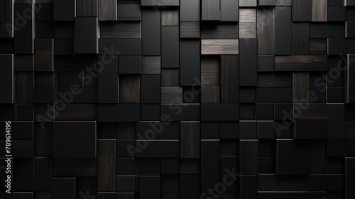 Abstract Dark Wooden Blocks Texture Background photo