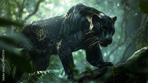 black panther in the jungle character. © Yahor Shylau 