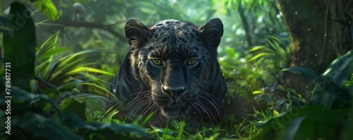 black panther in the jungle character.