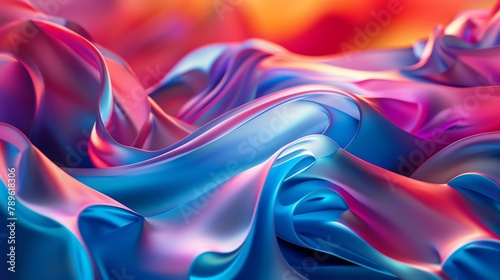 3D rendering, abstract art with a smooth, flowing, colorful surface.