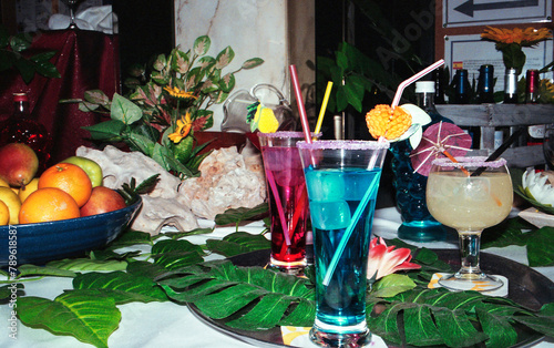 Colorful Cocktails and Fresh Fruits photo