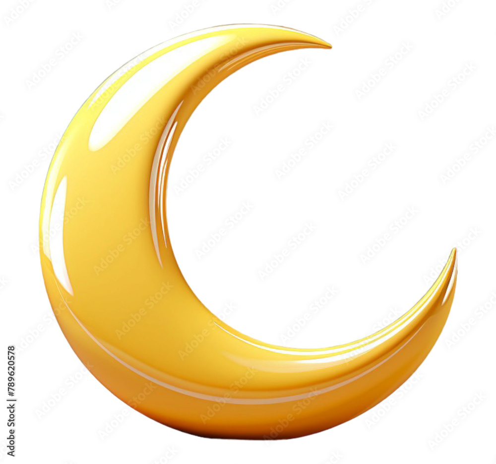 3d yellow crescent moon decoration element, generate ai 3d yellow crescent moon decoration element, generate ai