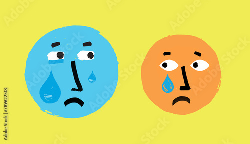 Crying sad emojis with tears photo