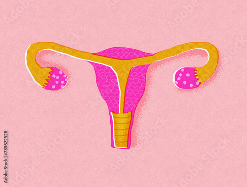 Woman uterus risograph minimal illustration