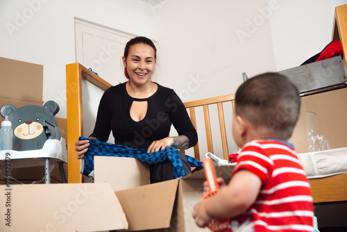 Mom and son move in photo