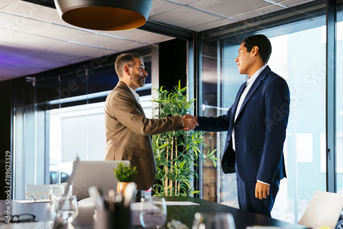 Lawyers handshake after good deal agreement