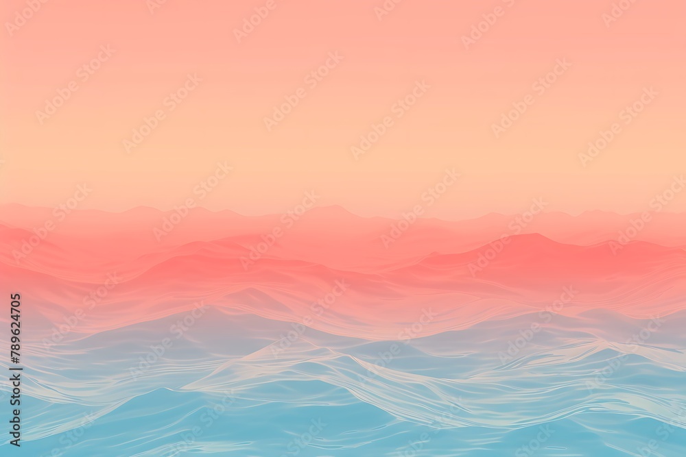 : Subtle wave pattern at the bottom of a gradient blend of coral and sky blue, ideal for presentations.